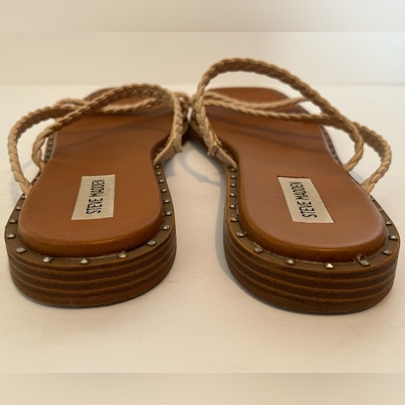 STEVE MADDEN Women's Starie Square Toe Stud Trim Braided Strappy Sandals - Picture 9 of 13